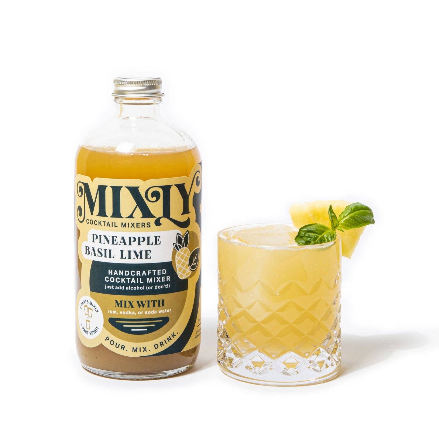 Pineapple Basil Lime Cocktail / Mocktail Beverage Mixer 16oz