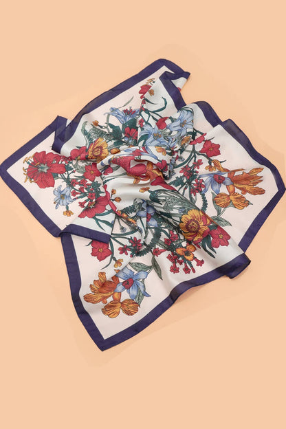 Dark Floral Print Bandana Scarf