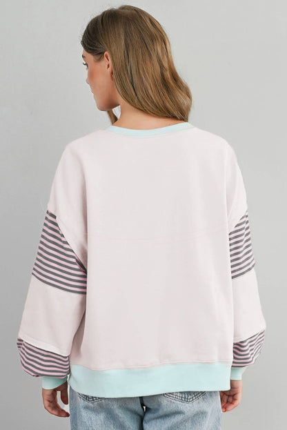 Stripe Colorblock Patch Sweatshirt