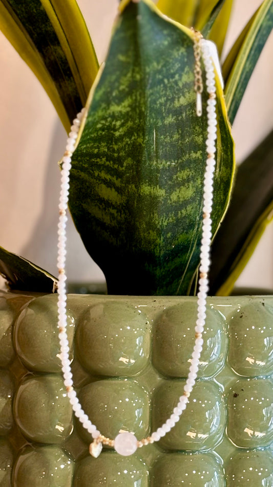 Clear Agate / Beaded Necklace