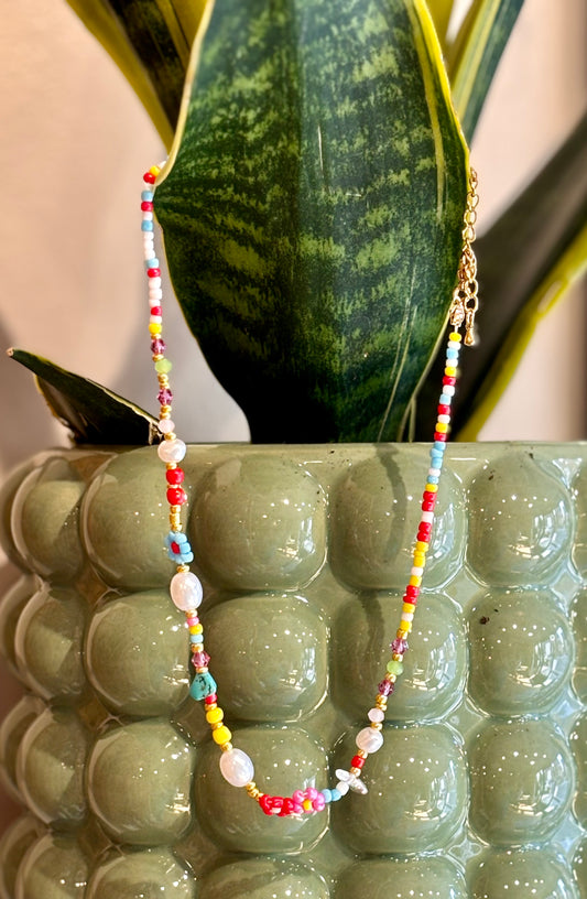 Flower Multicolor / Beaded Necklace