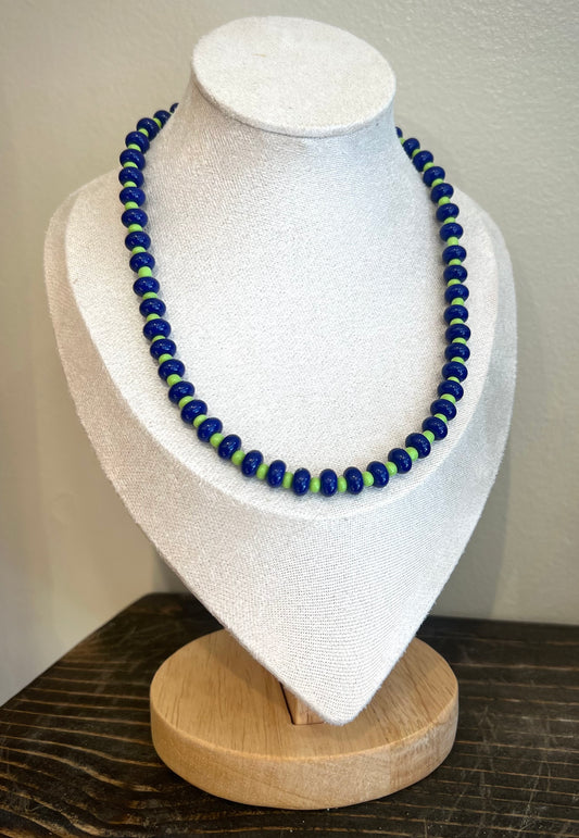 Beaded Necklace / navy & green