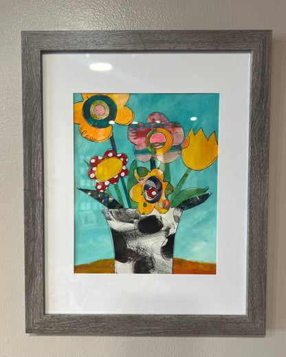 Framed Funky Vase & Florals