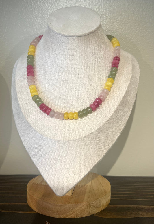 Beaded Necklace / dyed jade
