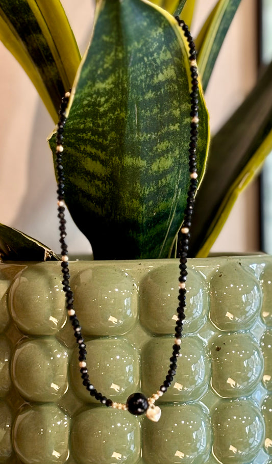 Black Agate / Beaded Necklace