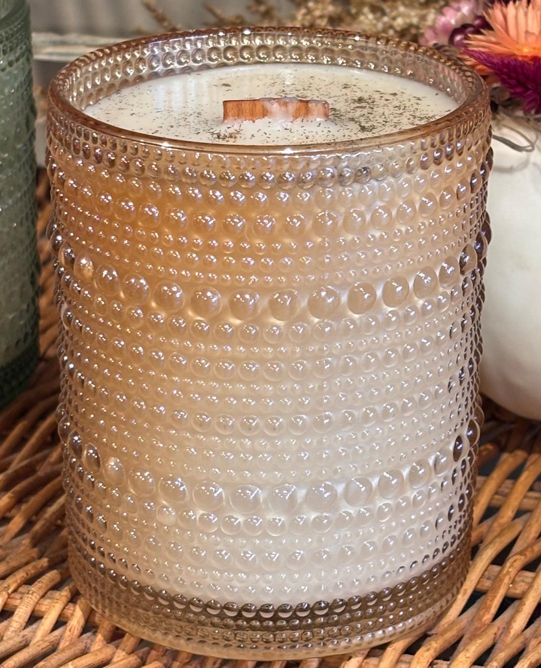 Hobnail Glass Candle / Spiced Mocha Glow