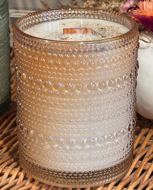 Hobnail Glass Candle / Spiced Mocha Glow