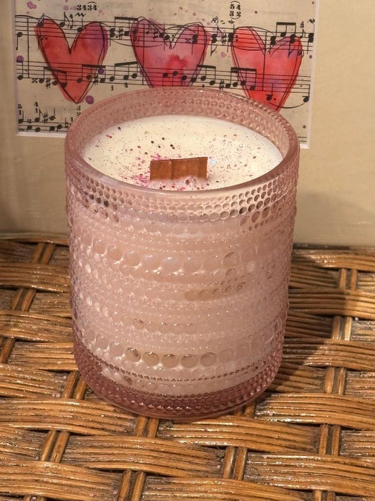 Hobnail Glass Candle / Pink Sugar